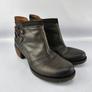 Pikolinos Leather Ankle Boots Dark Gray Side Zip Size 39
